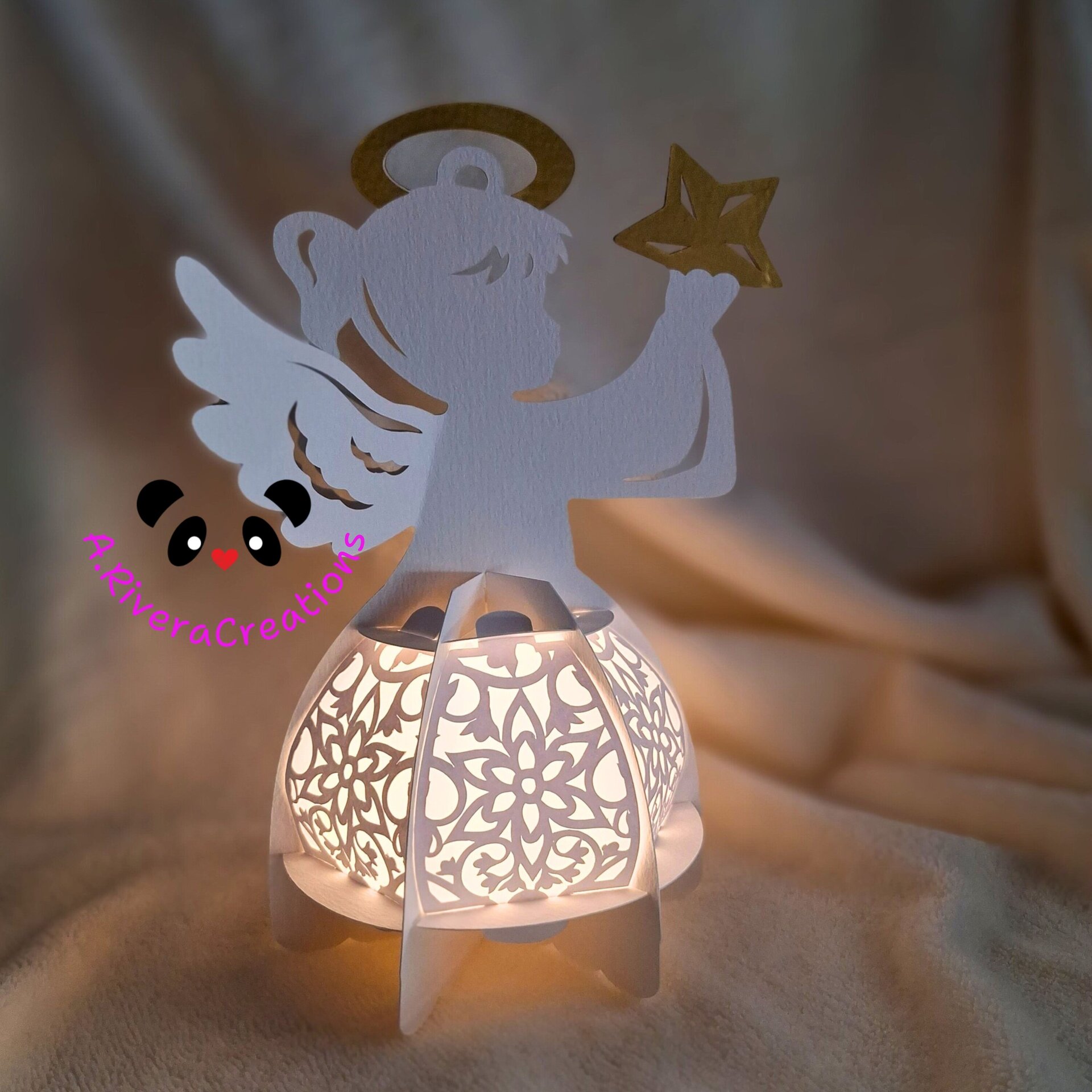 😇 LÁMPARA ANGELITO ARTESANAL, hecha a mano, con luz led, decoración - 2
