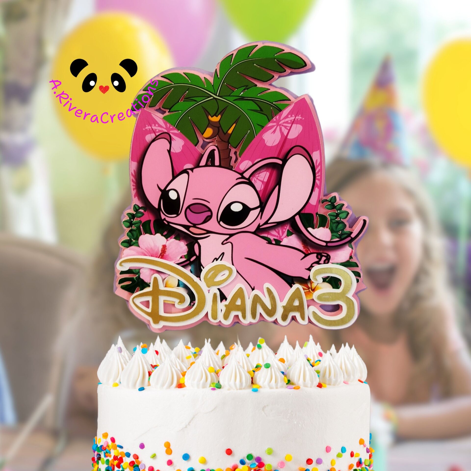 🎂 CAKE TOPPER ANGEL STITCH PERSONALIZADO - 2