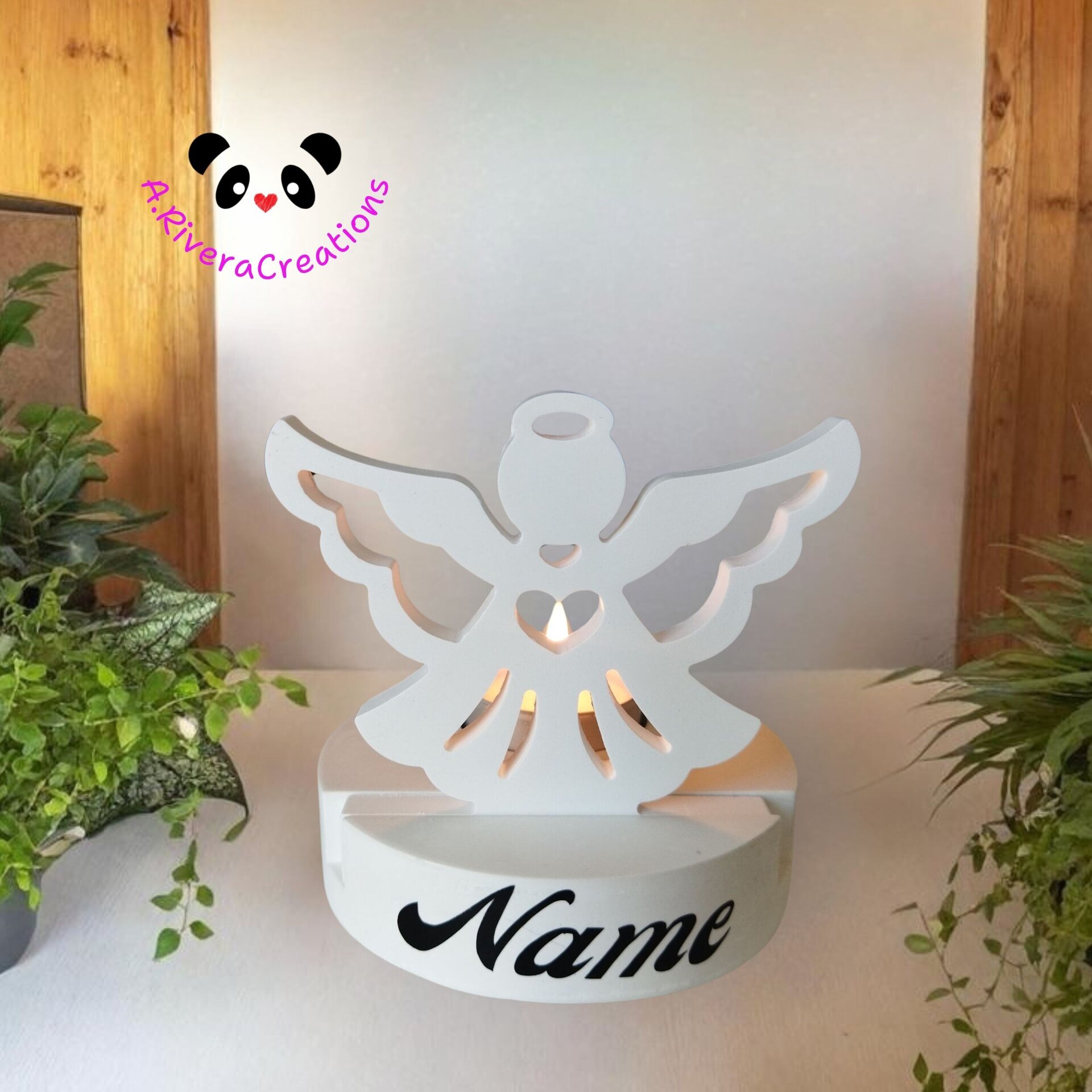 Porta vela con Ángel personalizado, vela cera de soja cruently free - 2