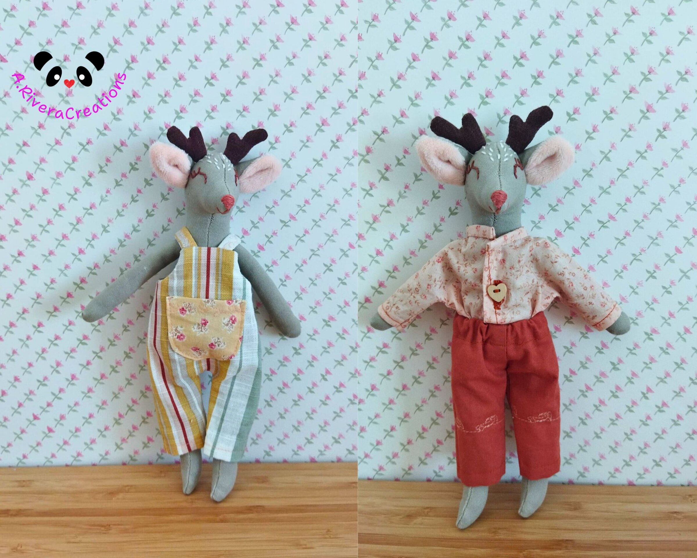 💝 Mamá ciervo e hijo, muñecas de tela, peluches de ciervo, renos, hecho a mano - 8