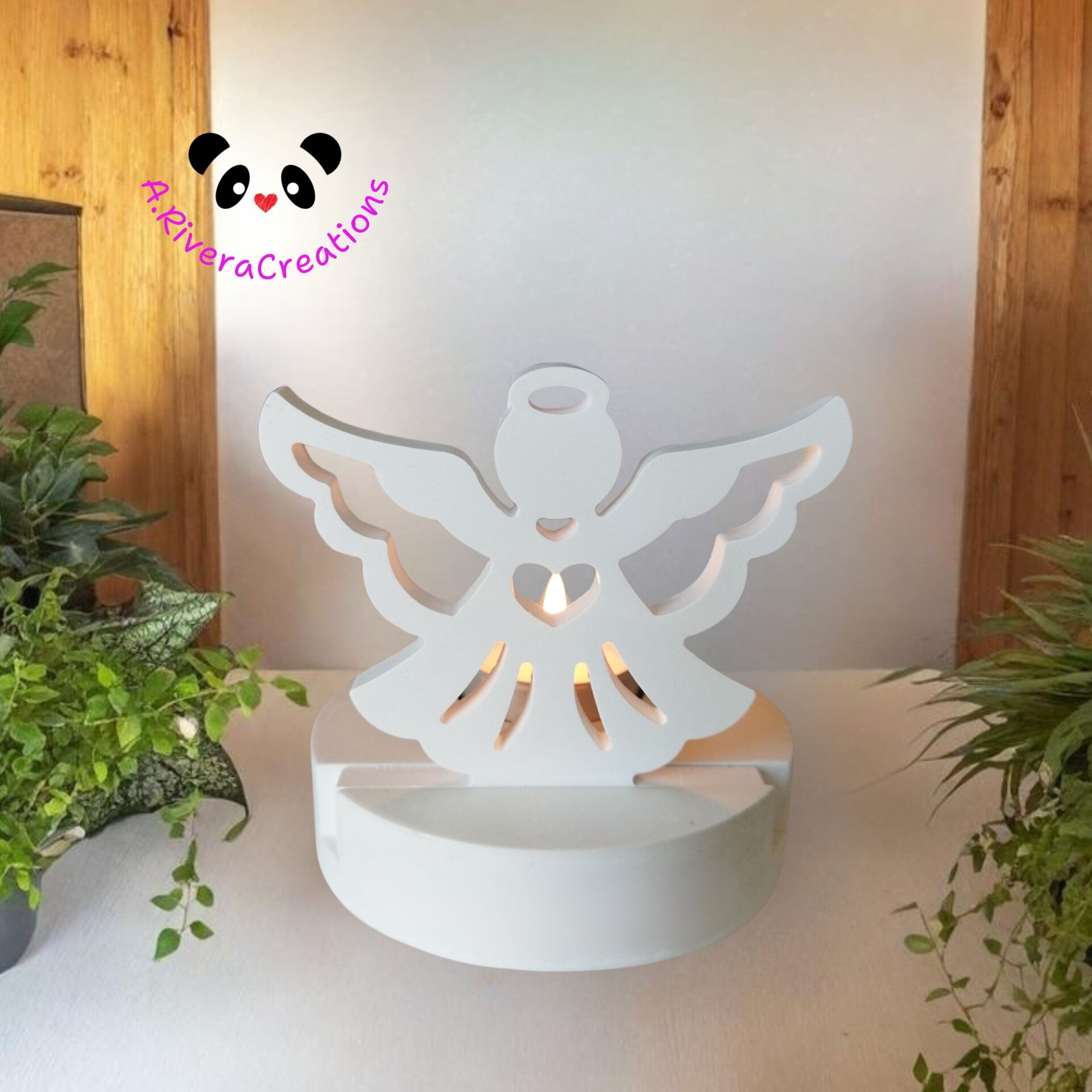 Porta vela con Ángel personalizado, vela cera de soja cruently free - 5
