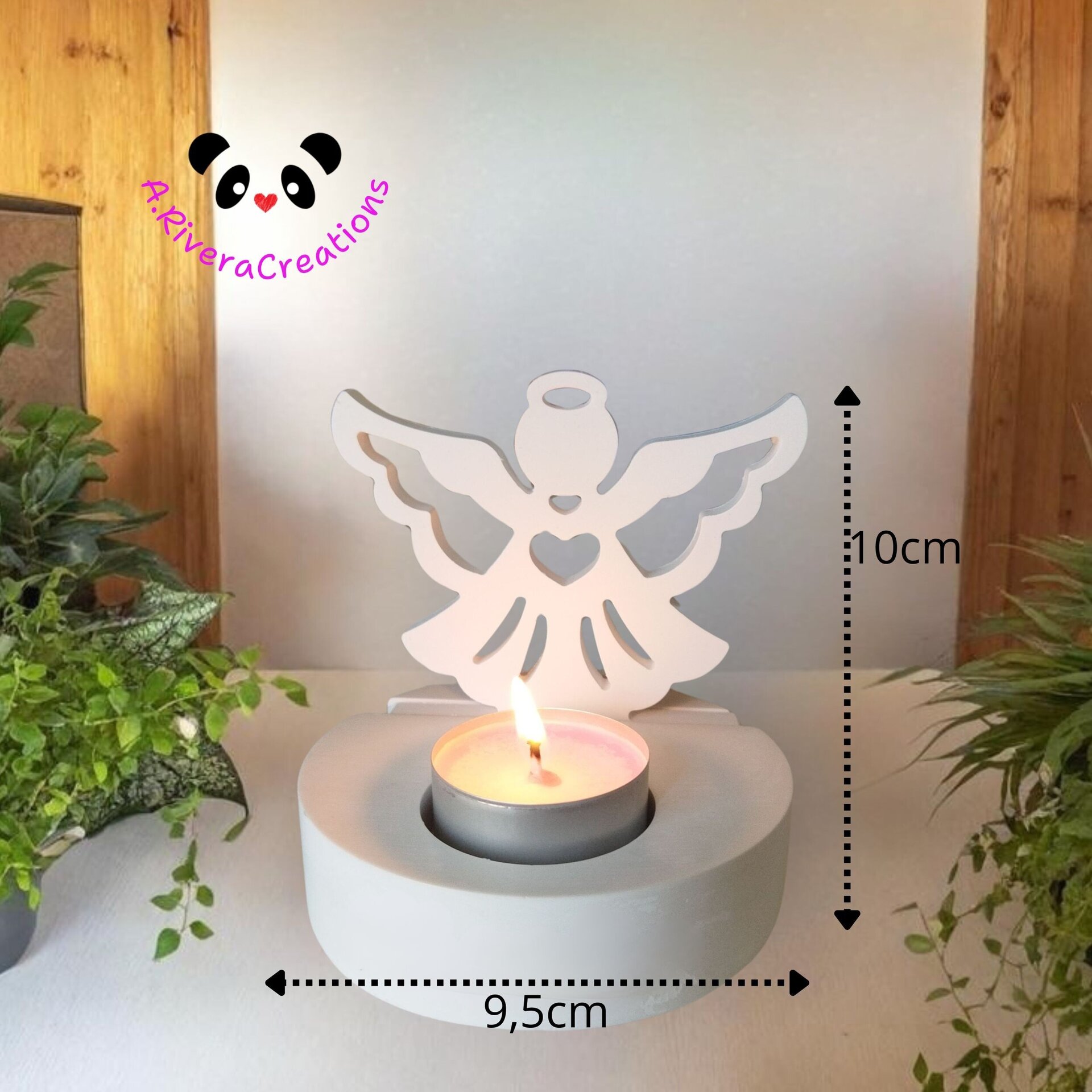 Porta vela con Ángel personalizado, vela cera de soja cruently free - 6