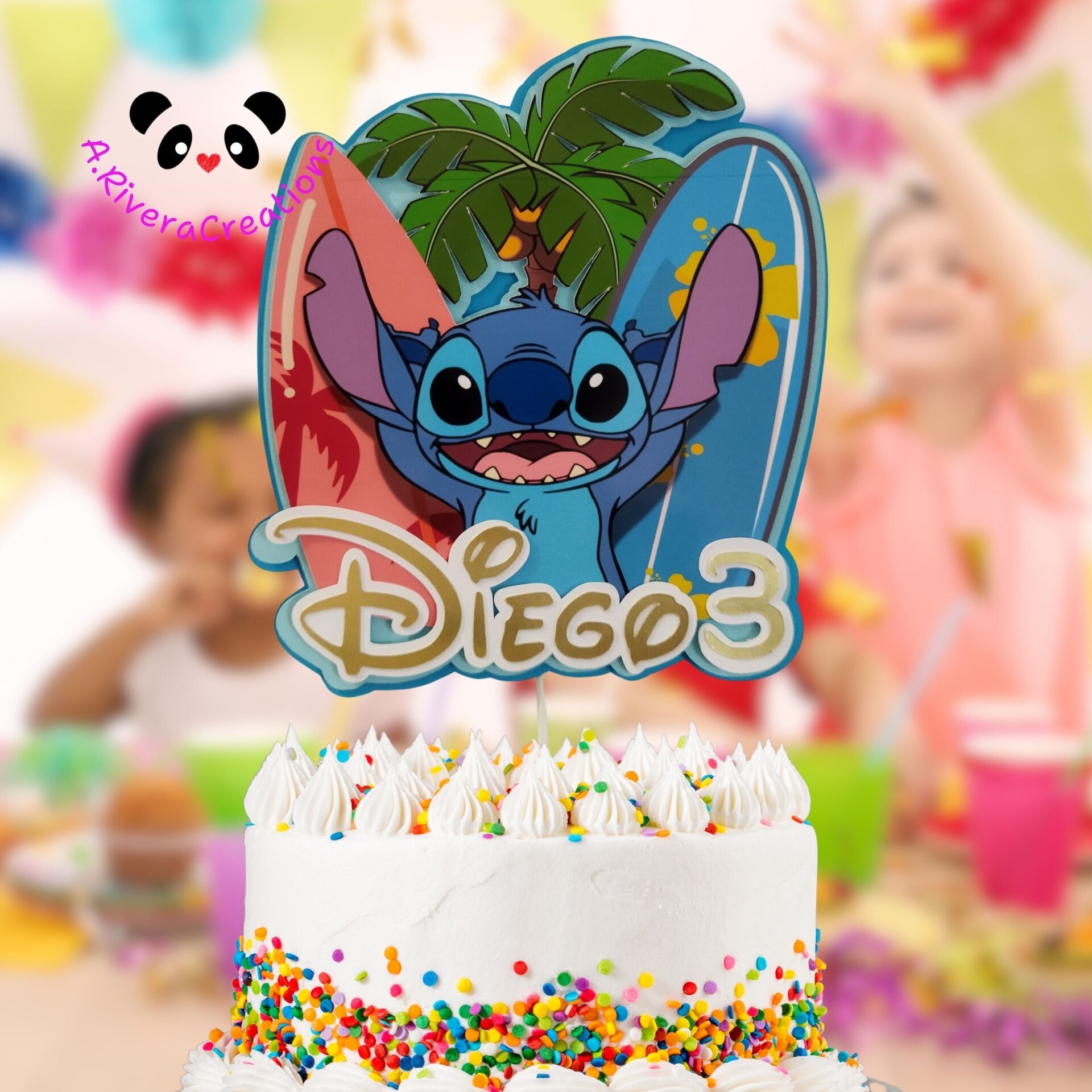 🎂 CAKE TOPPER  STITCH PERSONALIZADO - 4