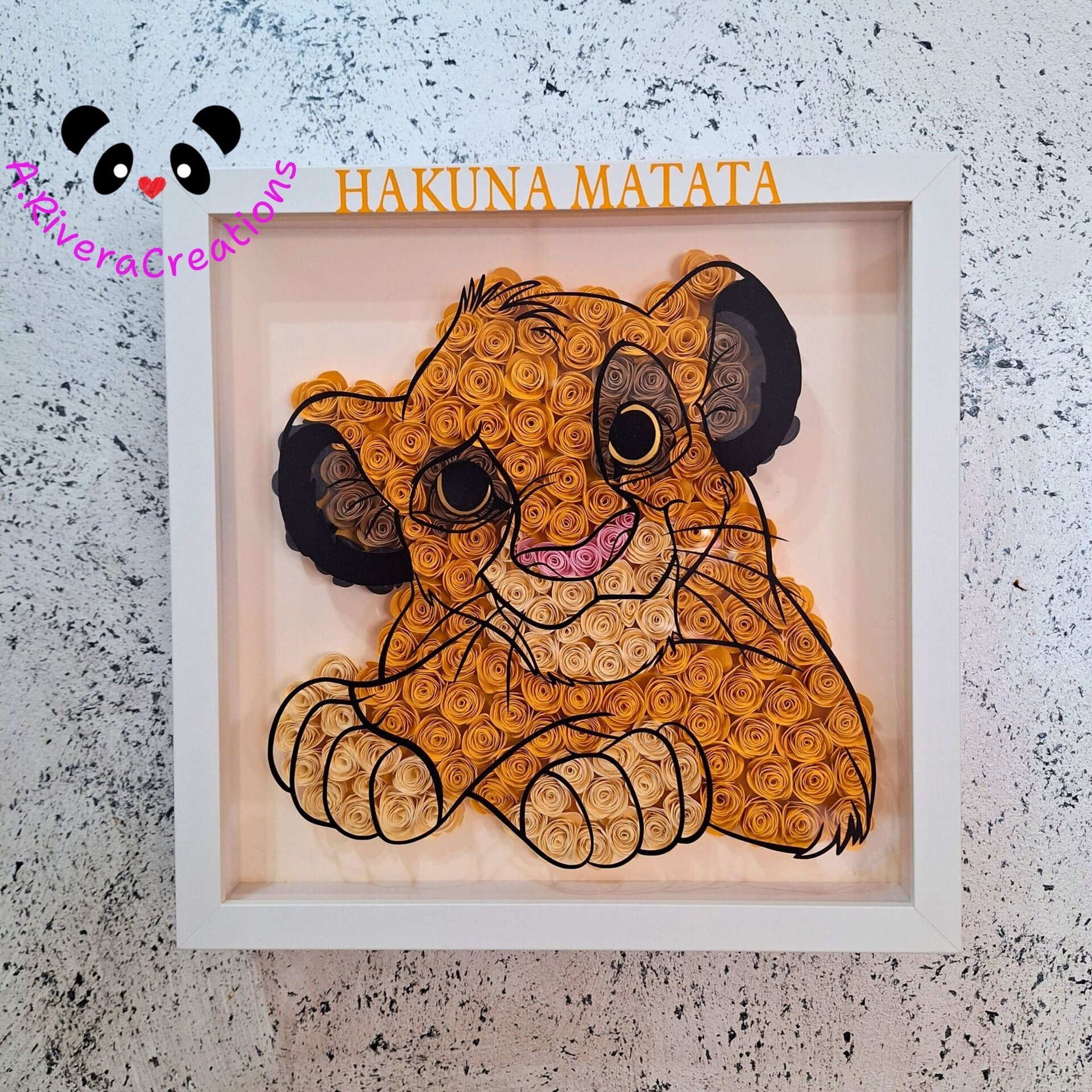 🌺Cuadro SIMBA Hakuna Matata en Quilling – Decoración hecha a mano con flores - 7