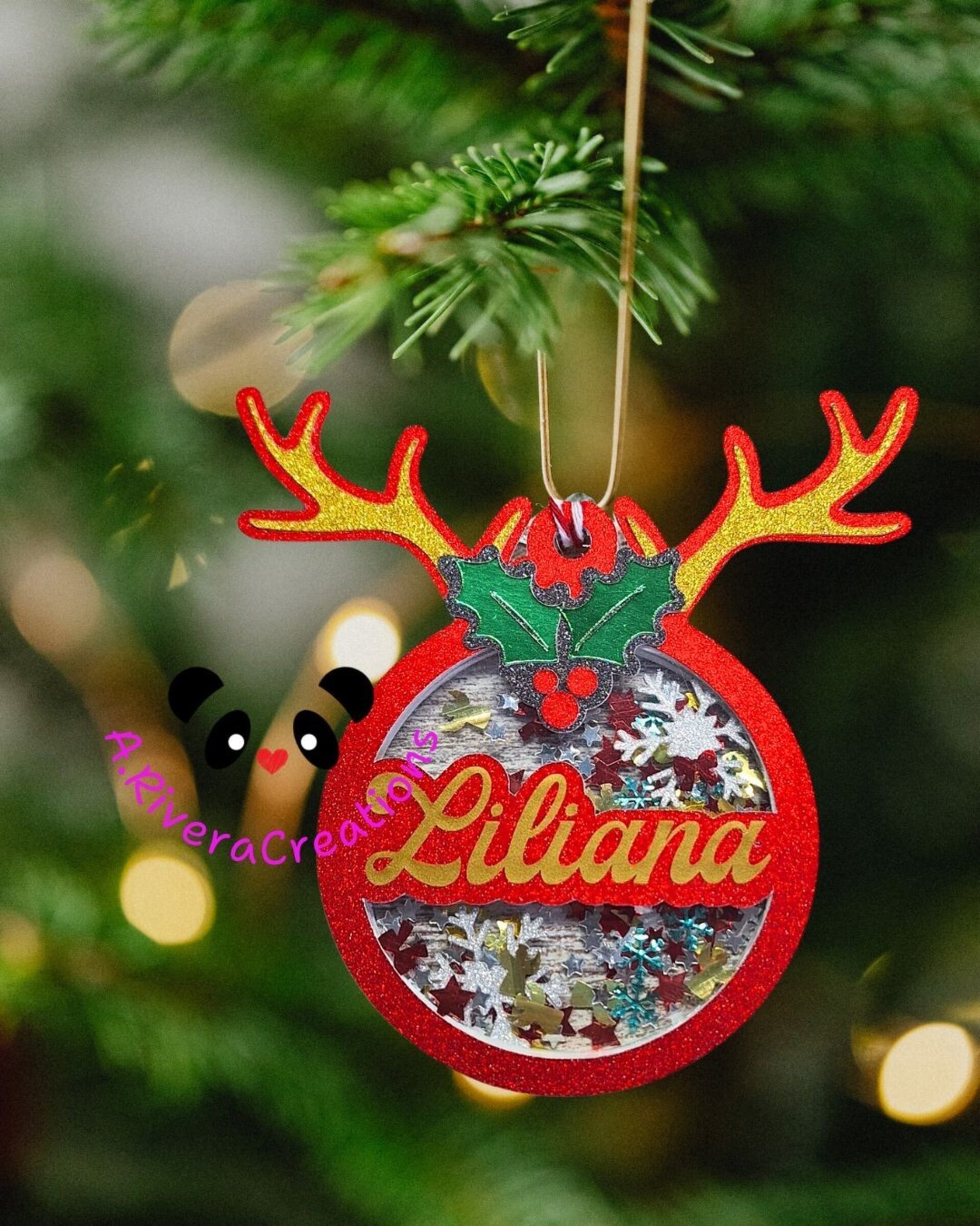 🎄Bola de Navidad personalizada con nombre | Adorno transparente shaker | Decora - 6