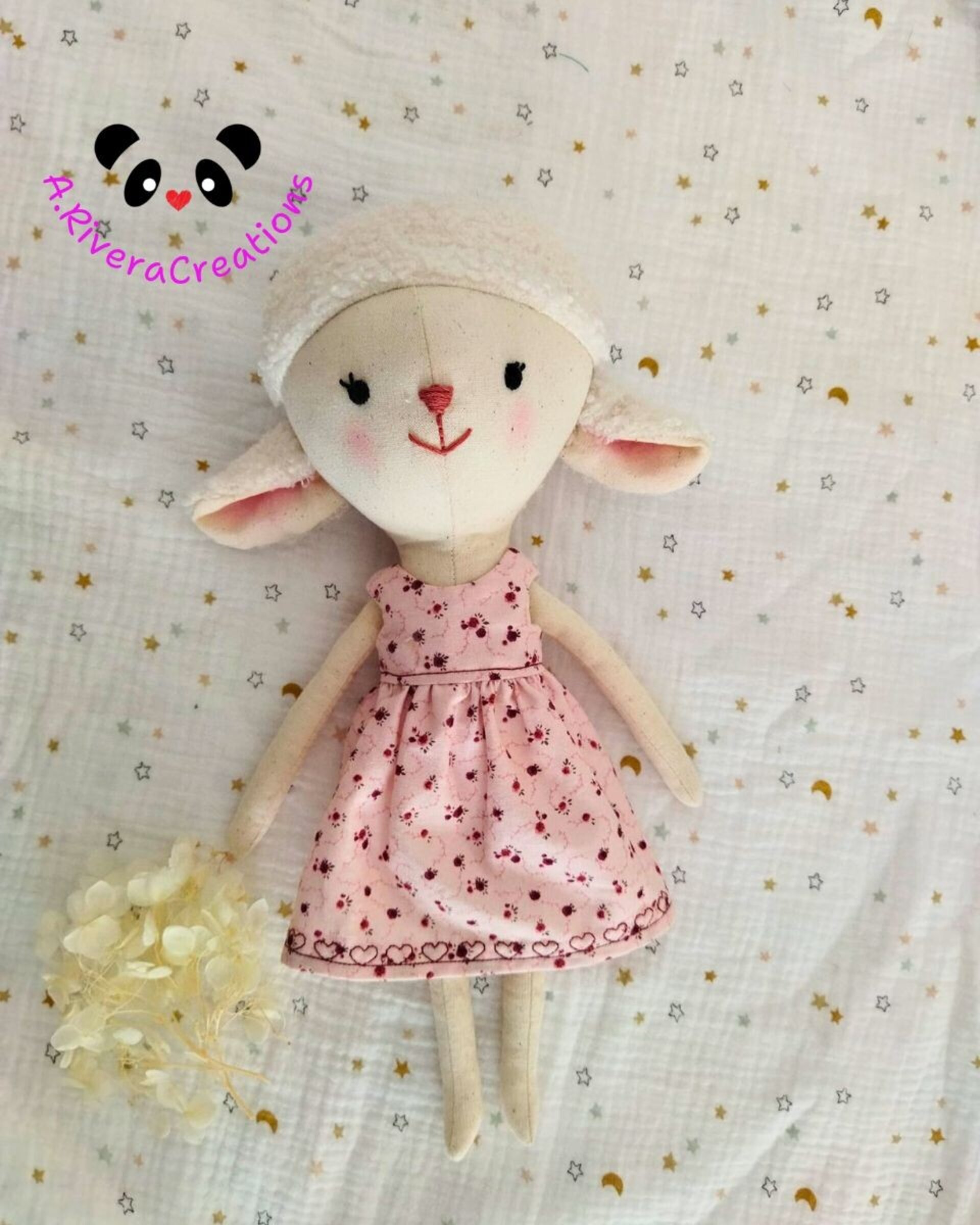 Peluche corderita, corderito, muñeca artesanal, hecho a mano - 2