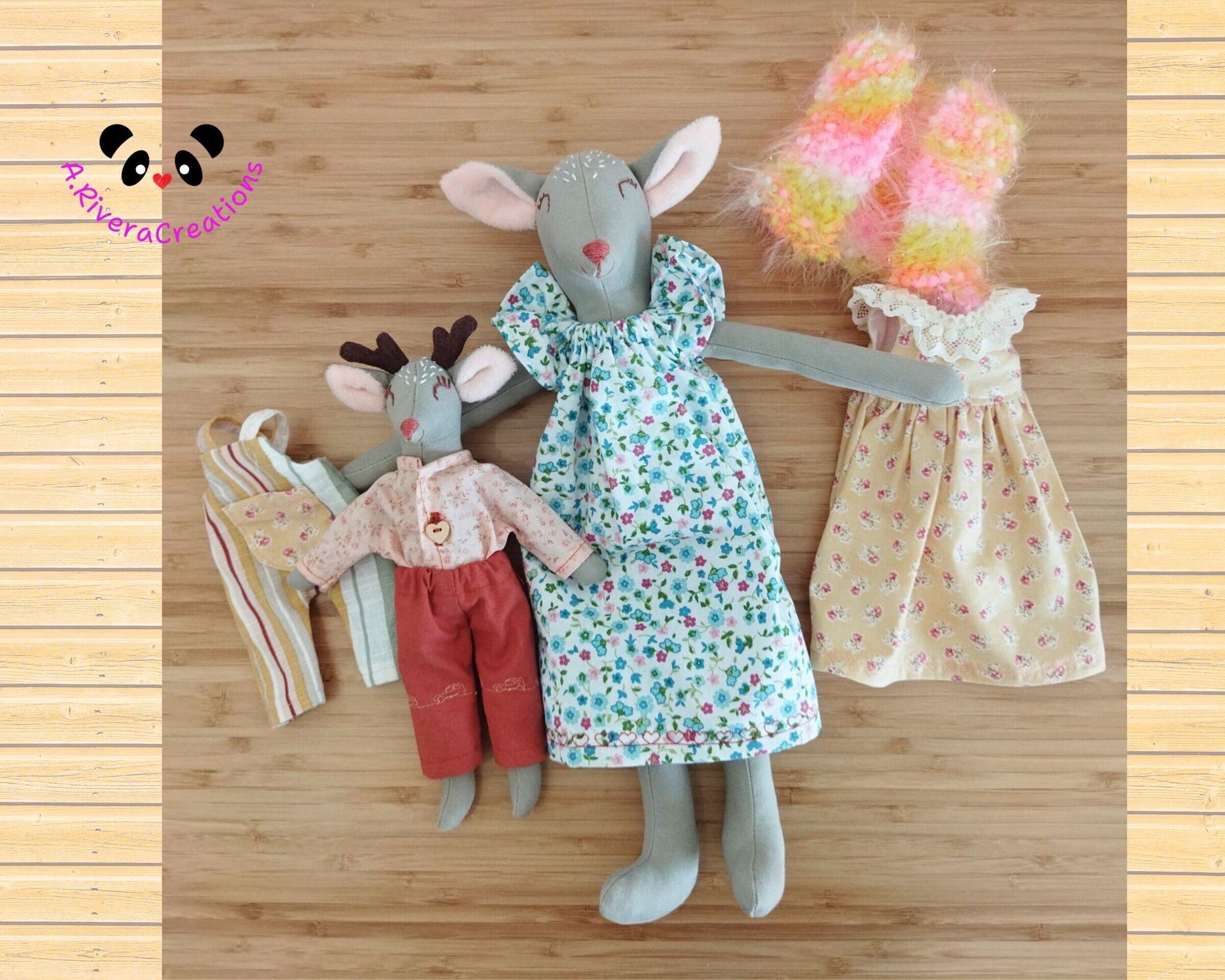 💝 Mamá ciervo e hijo, muñecas de tela, peluches de ciervo, renos, hecho a mano - 4