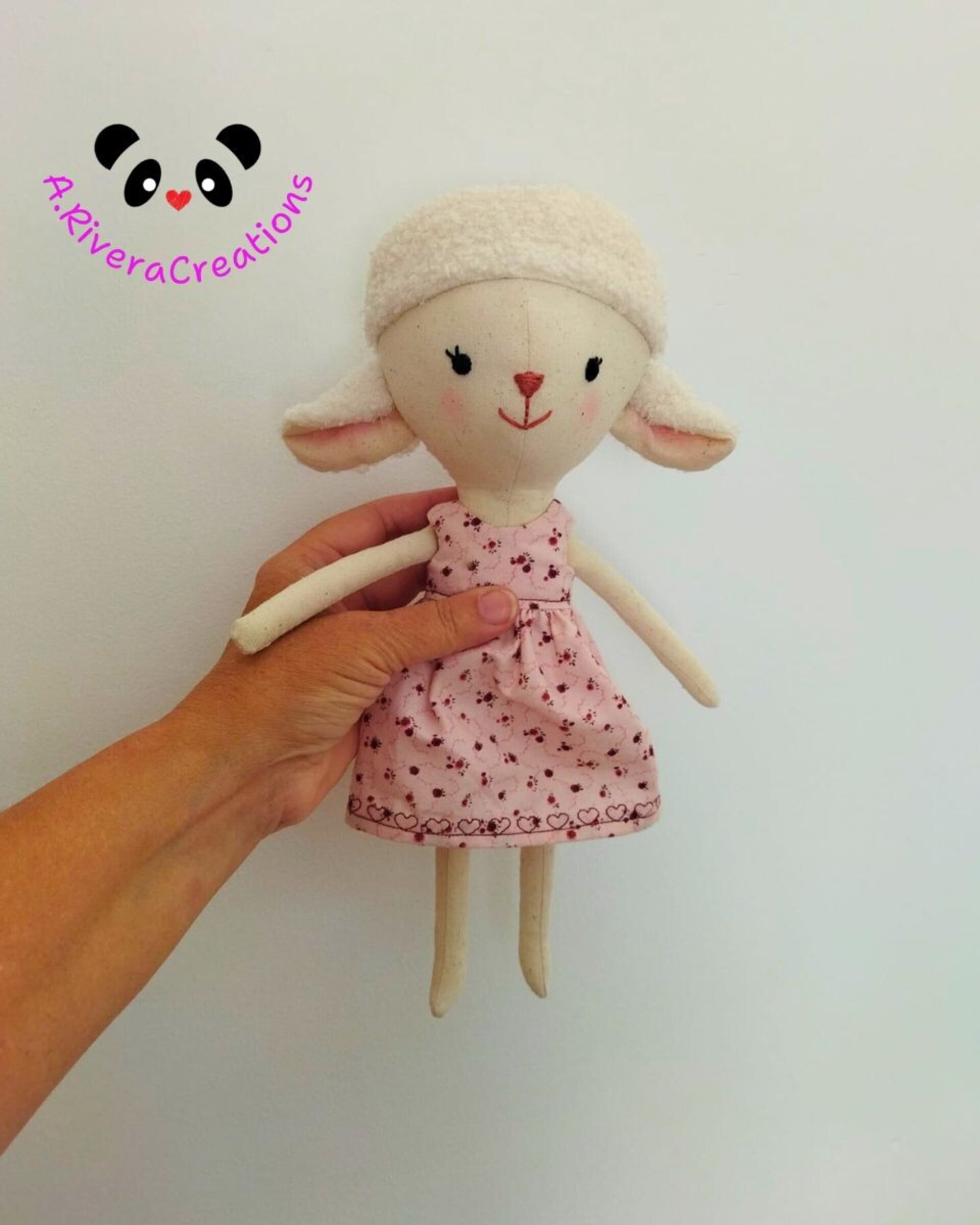 Peluche corderita, corderito, muñeca artesanal, hecho a mano - 5