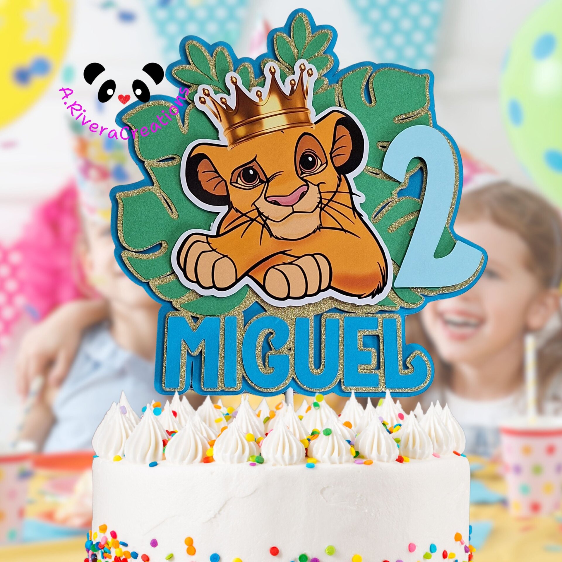 🎂 CAKE TOPPER REY LEÓN  CON CORONA PERSONALIZADO - 4