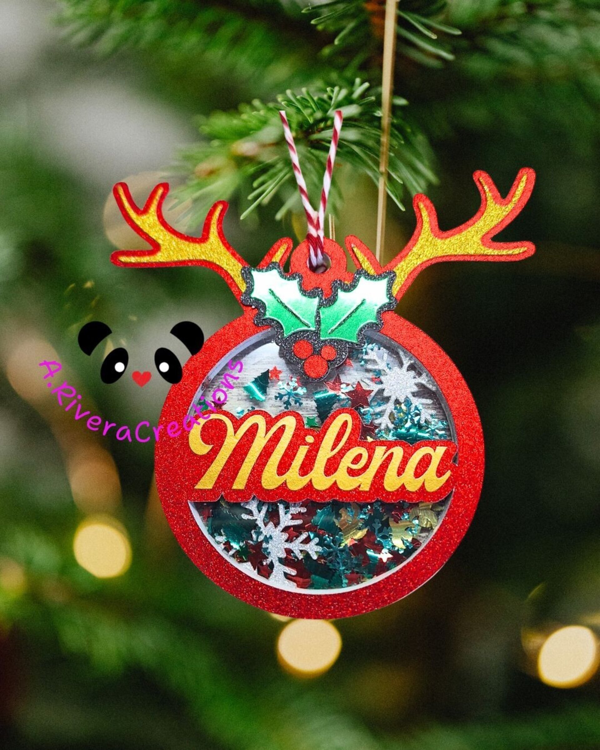 🎄Bola de Navidad personalizada con nombre | Adorno transparente shaker | Decora - 3