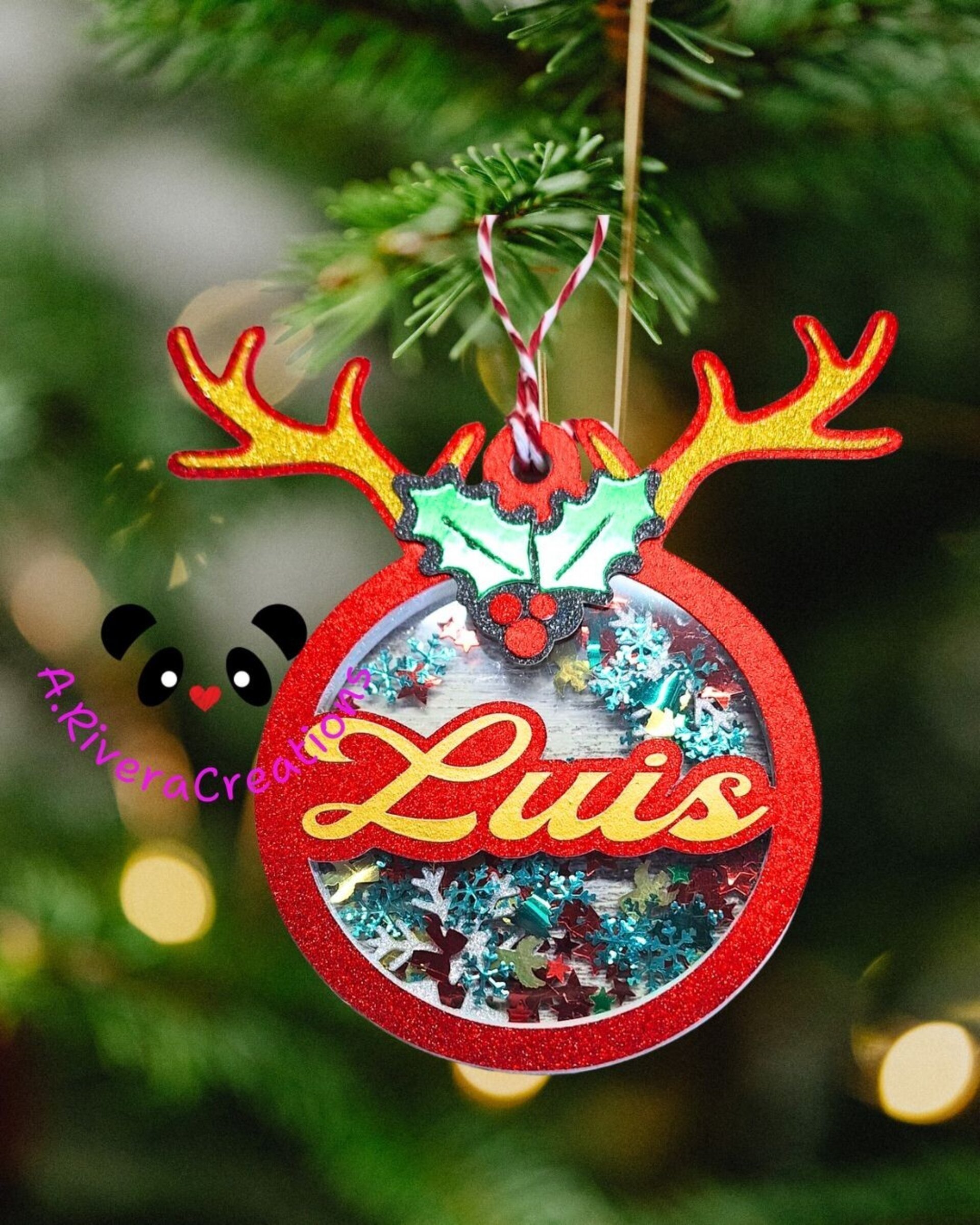 🎄Bola de Navidad personalizada con nombre | Adorno transparente shaker | Decora - 4