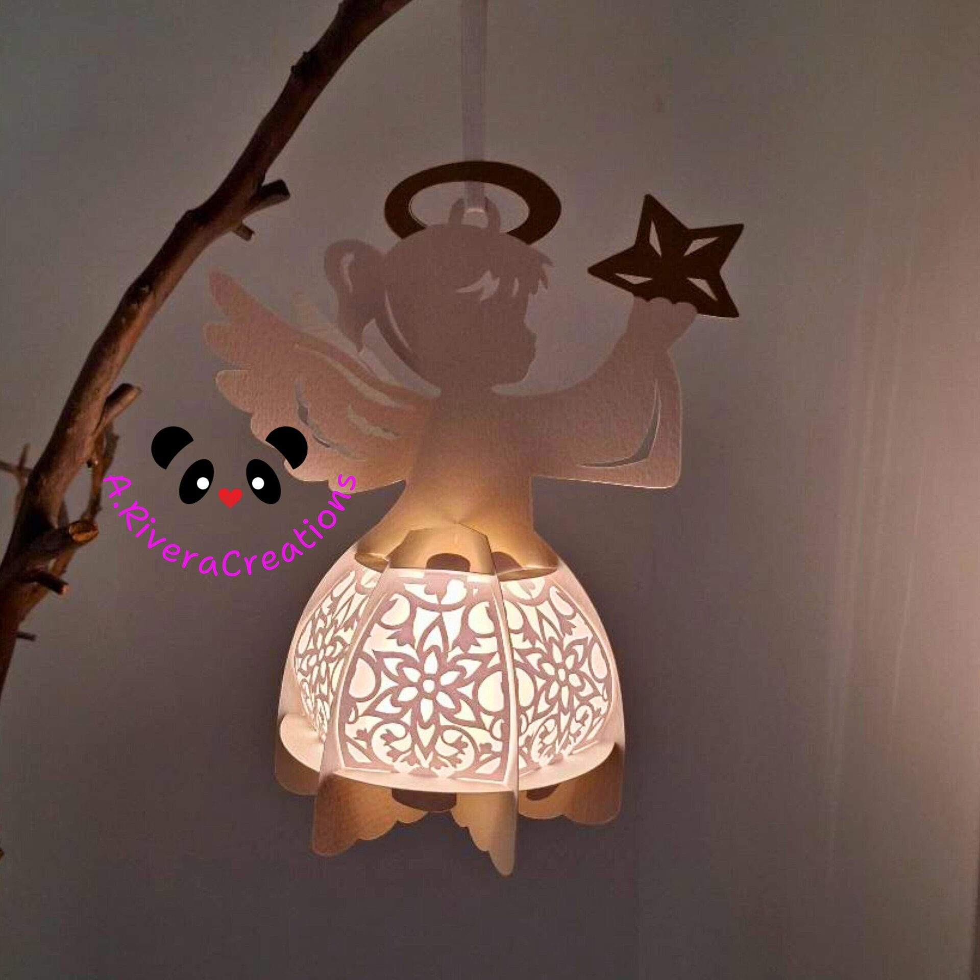😇 LÁMPARA ANGELITO ARTESANAL, hecha a mano, con luz led, decoración - 5