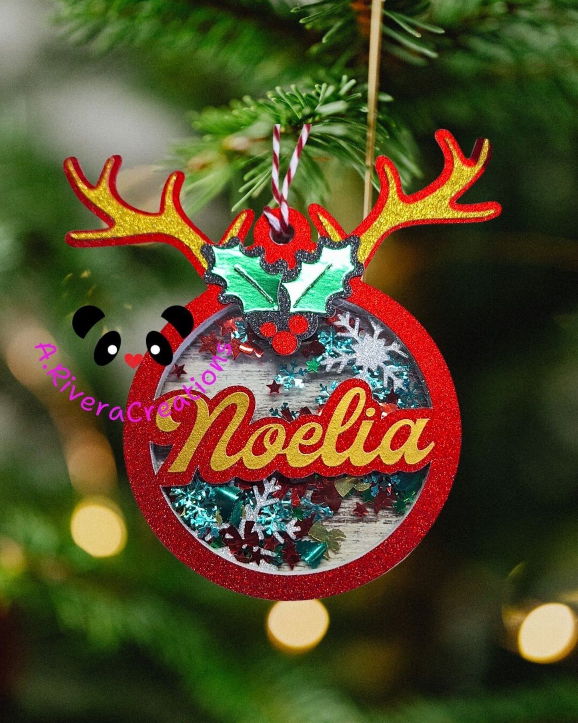 🎄Bola de Navidad personalizada con nombre | Adorno transparente shaker | Decora - 5