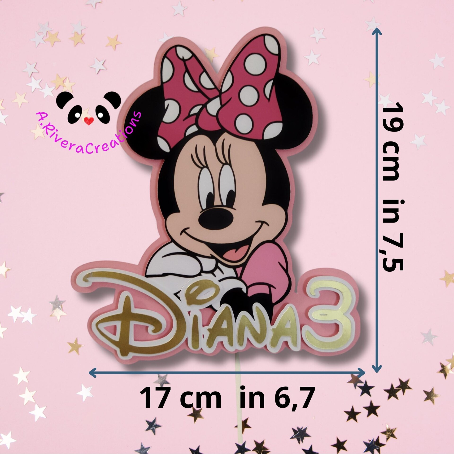 🎂 CAKE TOPPER MINNIE PERSONALIZADO - 4