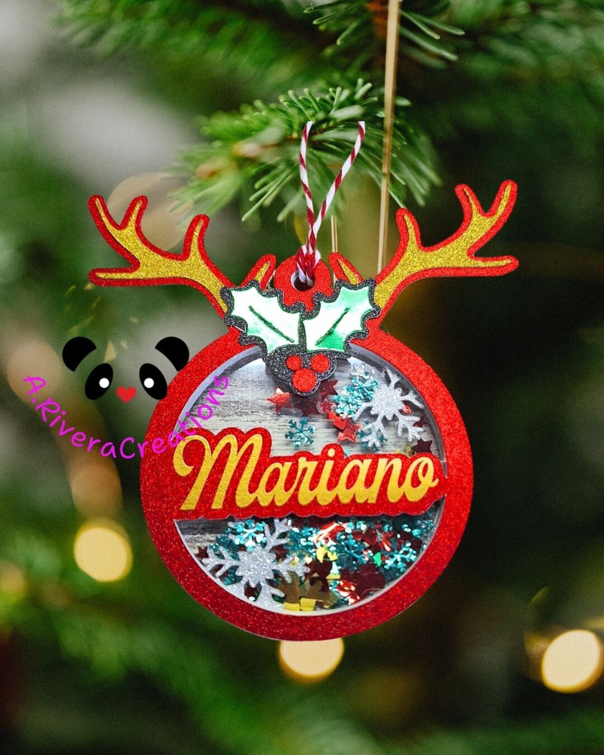 🎄Bola de Navidad personalizada con nombre | Adorno transparente shaker | Decora - 2