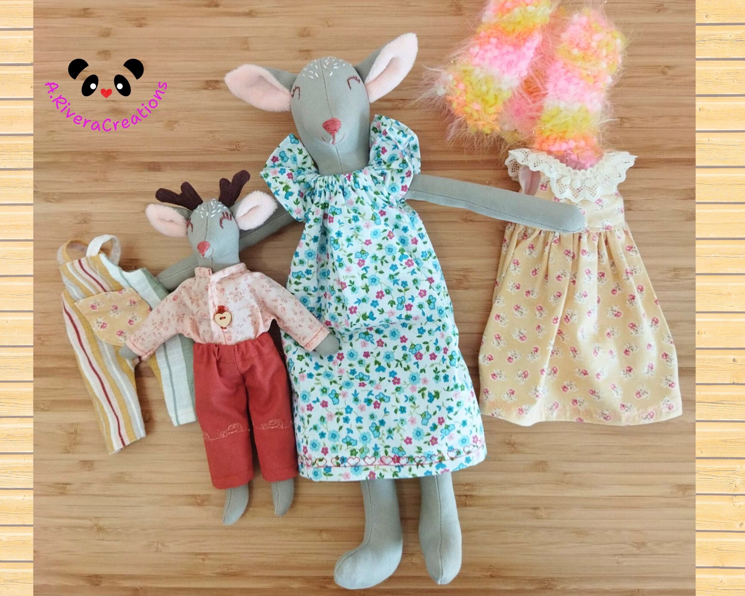 💝 Mamá ciervo e hijo, muñecas de tela, peluches de ciervo, renos, hecho a mano - 2