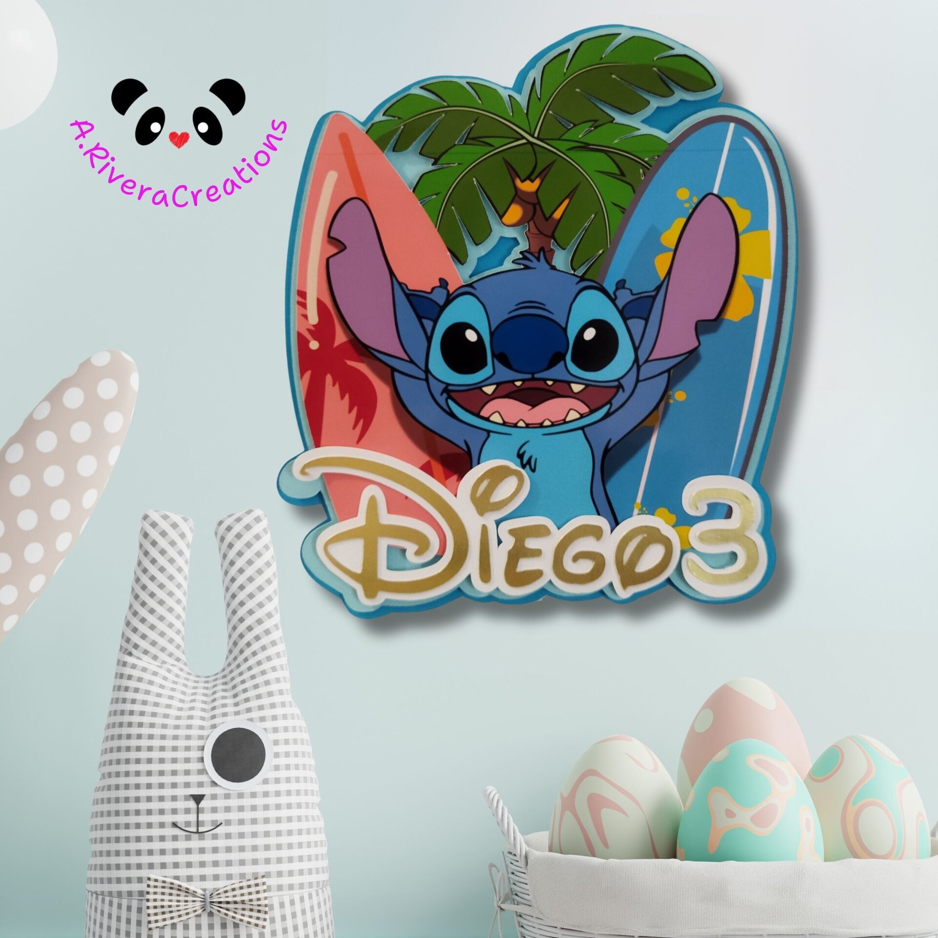 🎂 CAKE TOPPER  STITCH PERSONALIZADO - 3