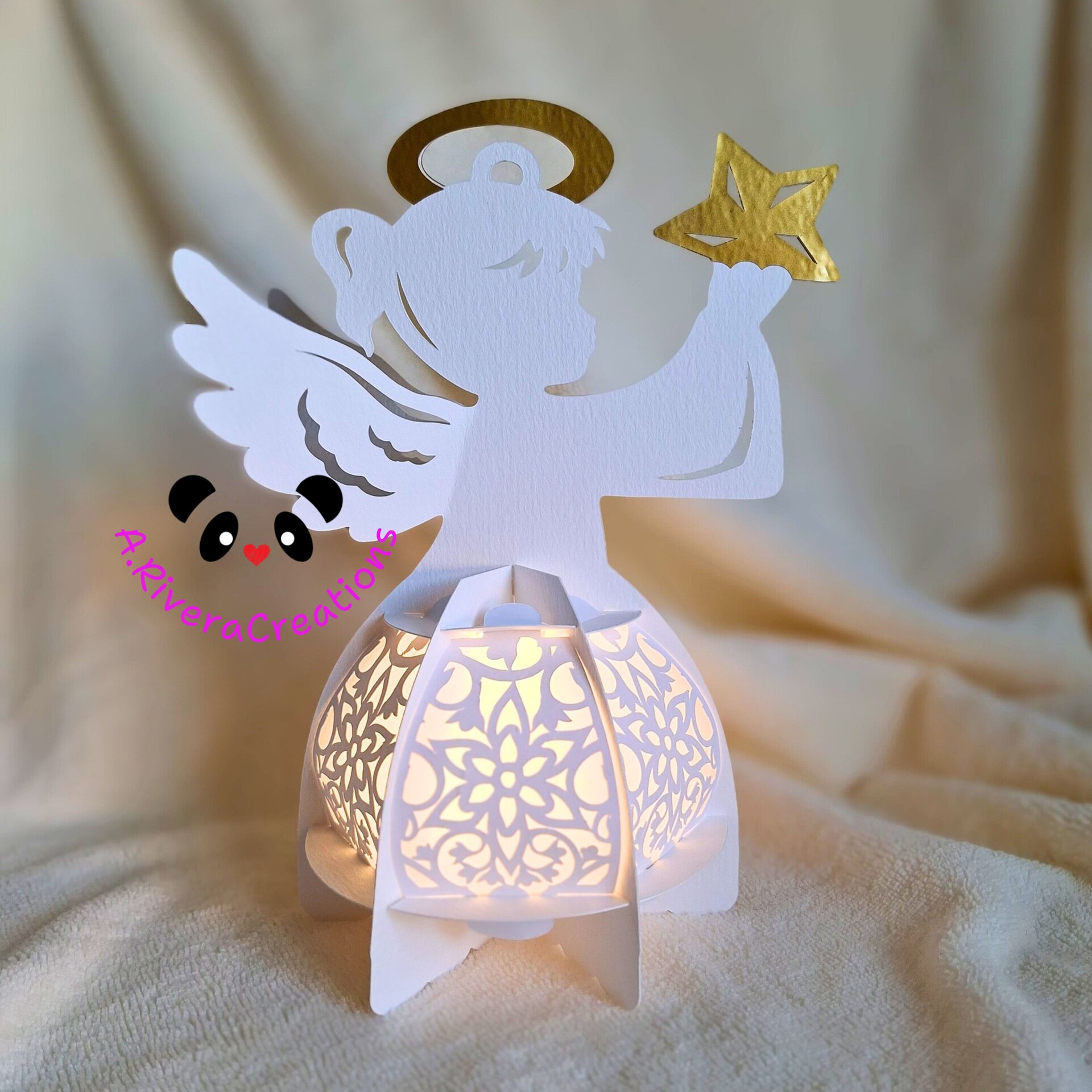 😇 LÁMPARA ANGELITO ARTESANAL, hecha a mano, con luz led, decoración - 3