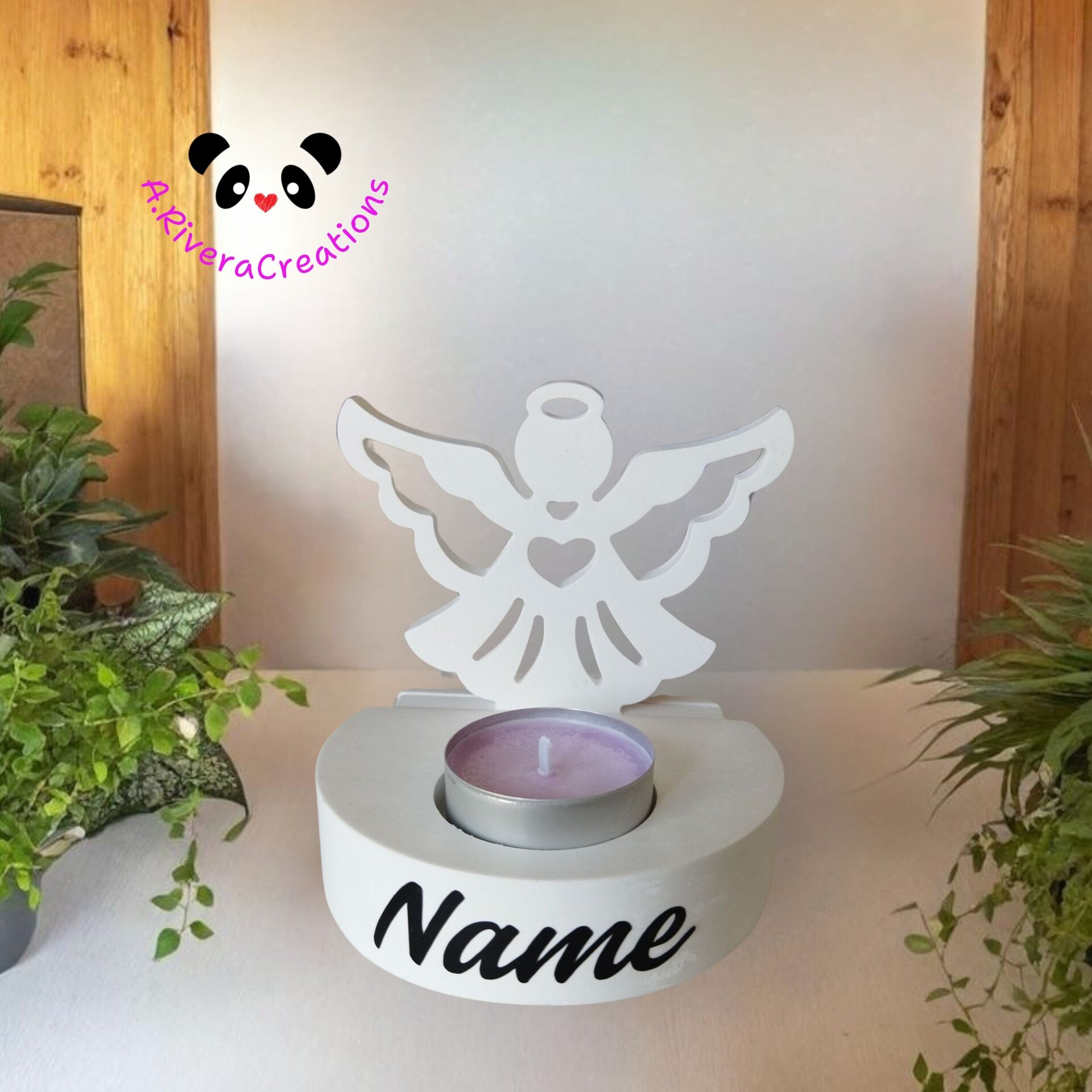 Porta vela con Ángel personalizado, vela cera de soja cruently free - 3