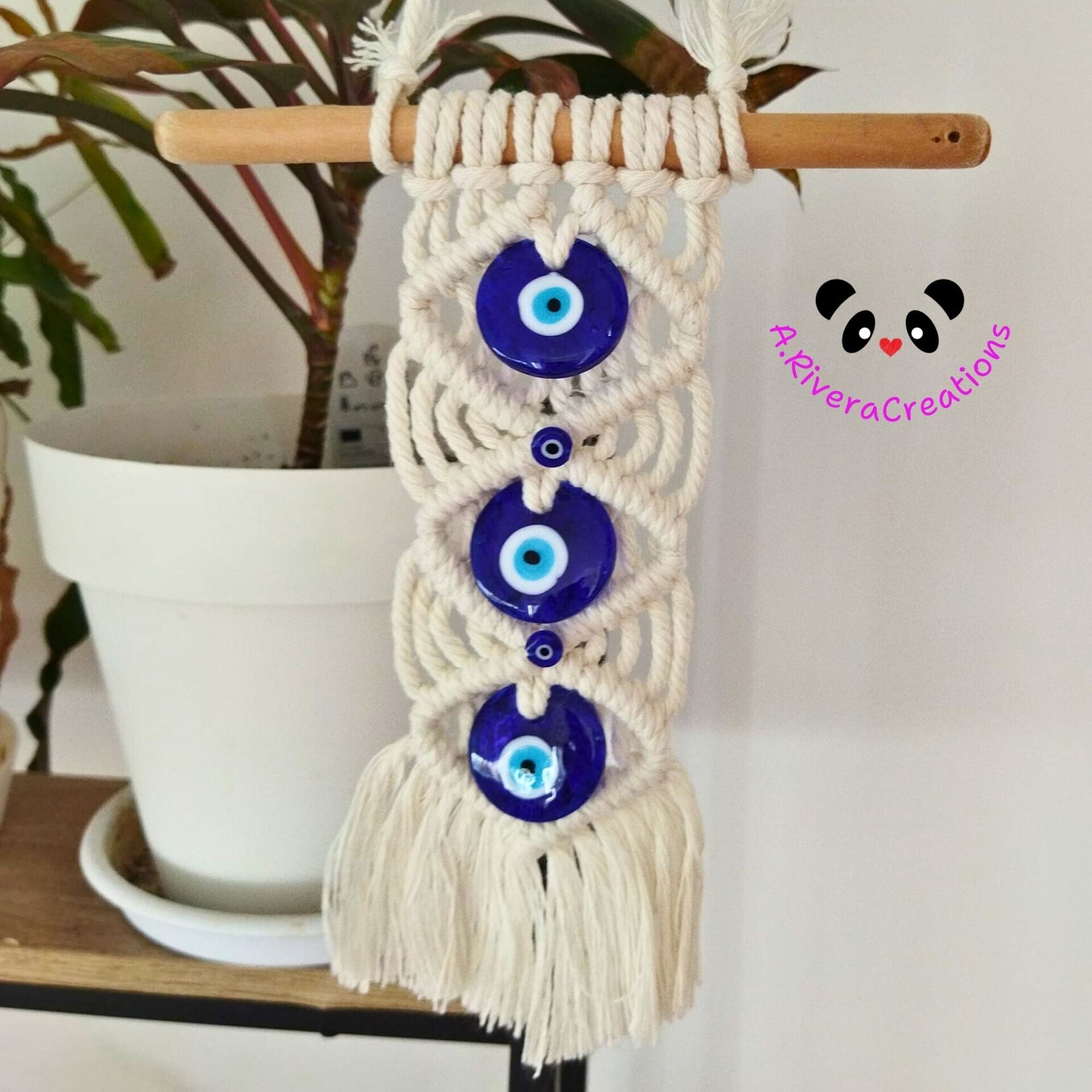 Colgante de Macramé con Ojo Turco - Amuleto Protector para Hogar, Decoración - 2