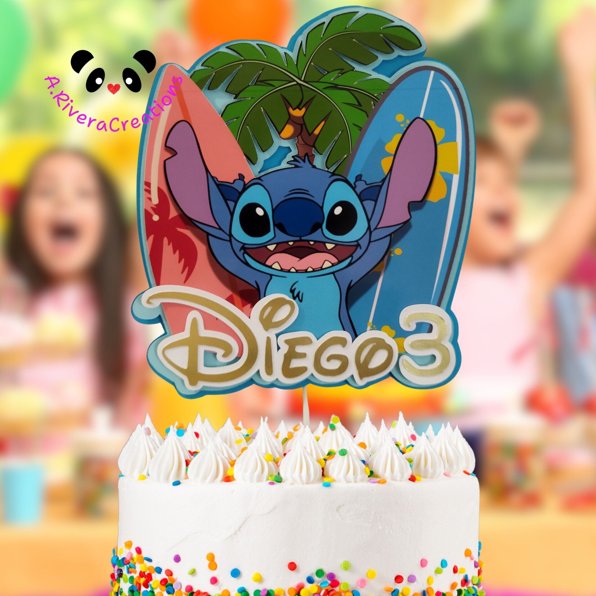 🎂 CAKE TOPPER  STITCH PERSONALIZADO - 2