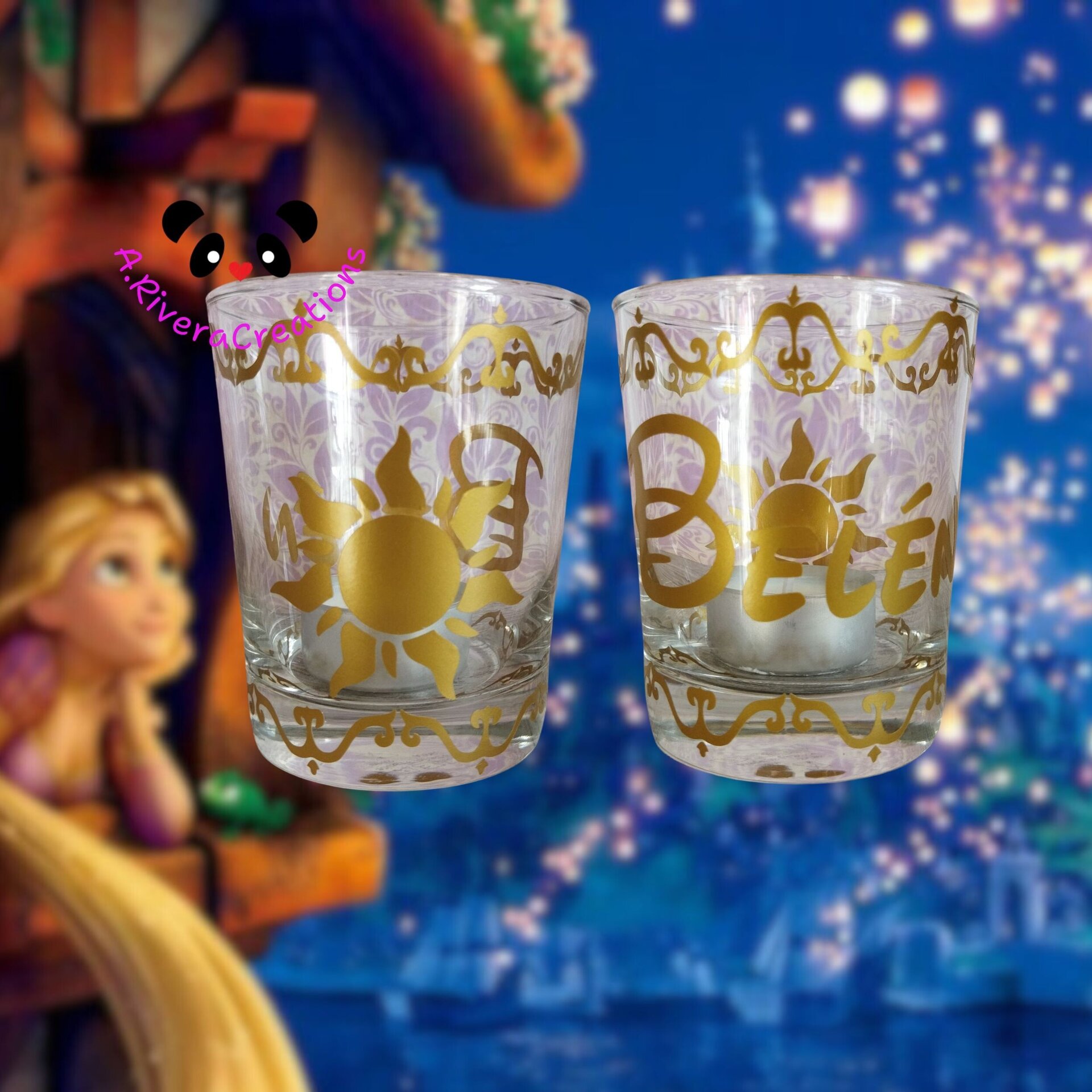VELA ARTESANAL INSPIRADA EN RAPUNZEL, CERA DE SOJA ECO - 5