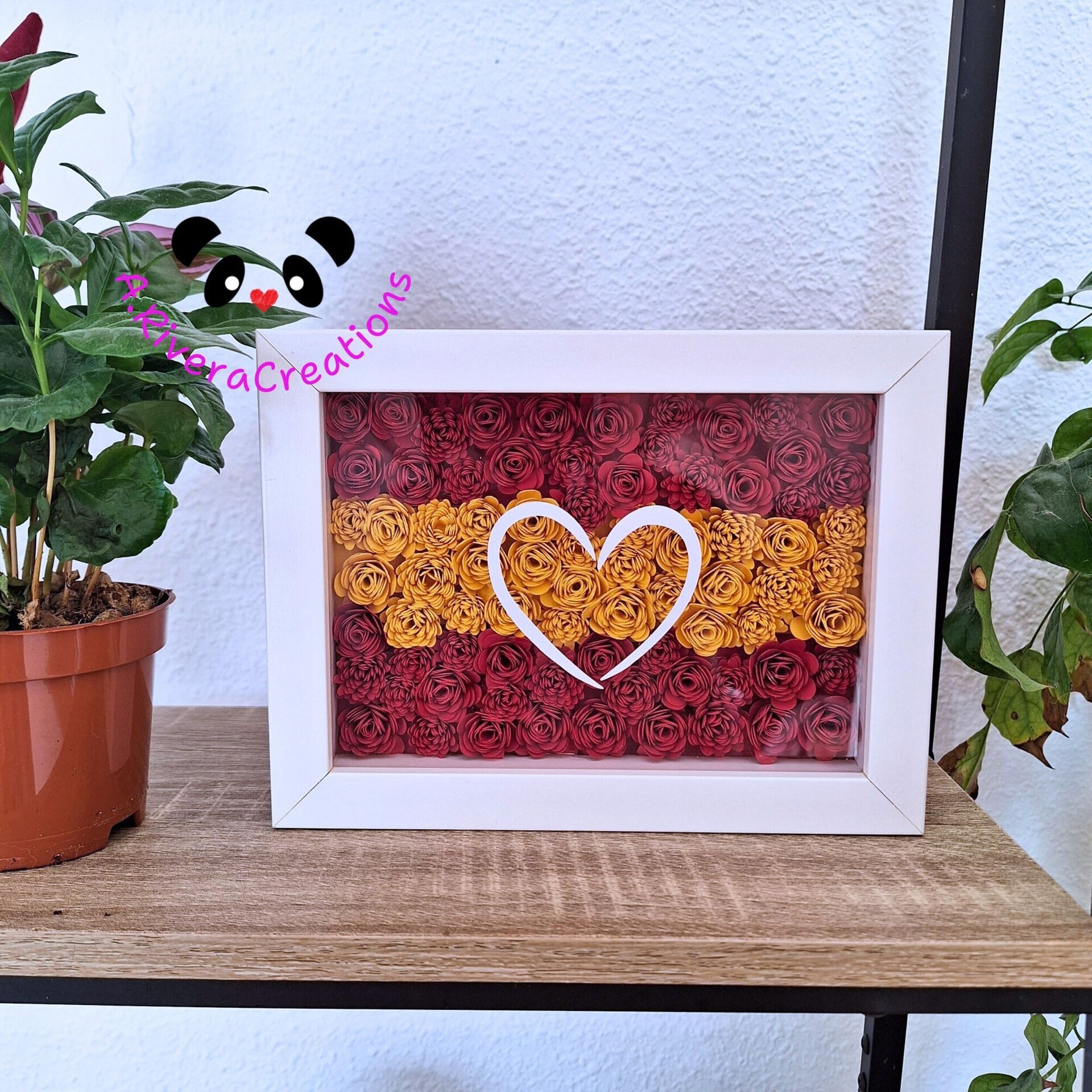 🇪🇸 Cuadro Bandera de España con Flores de Papel - Hecho a Mano con Amor💝 - 6