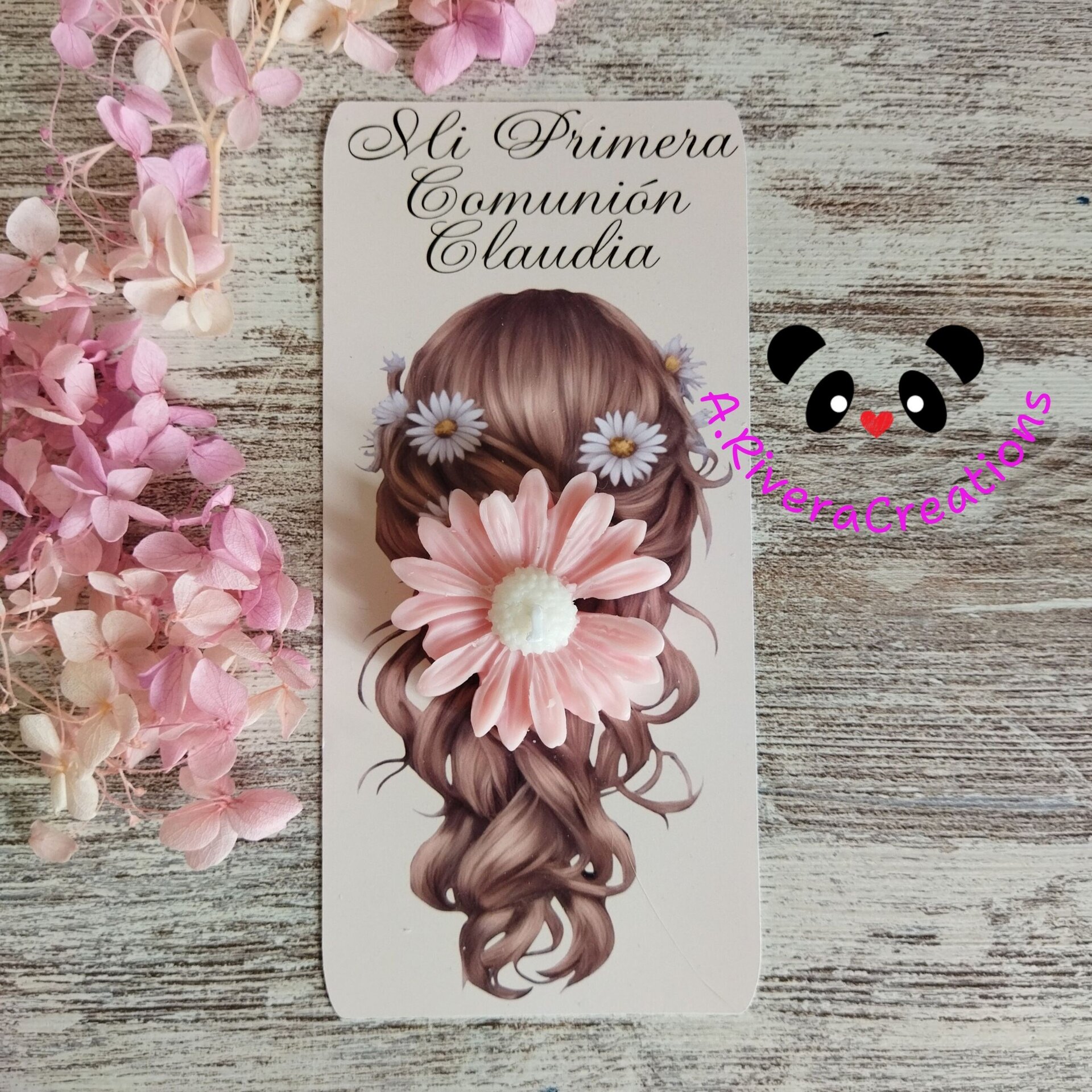 REGALOS PRIMERA COMUNION PERSONALIZADOS, VELA MARGARITA DE CERA DE SOJA - 2