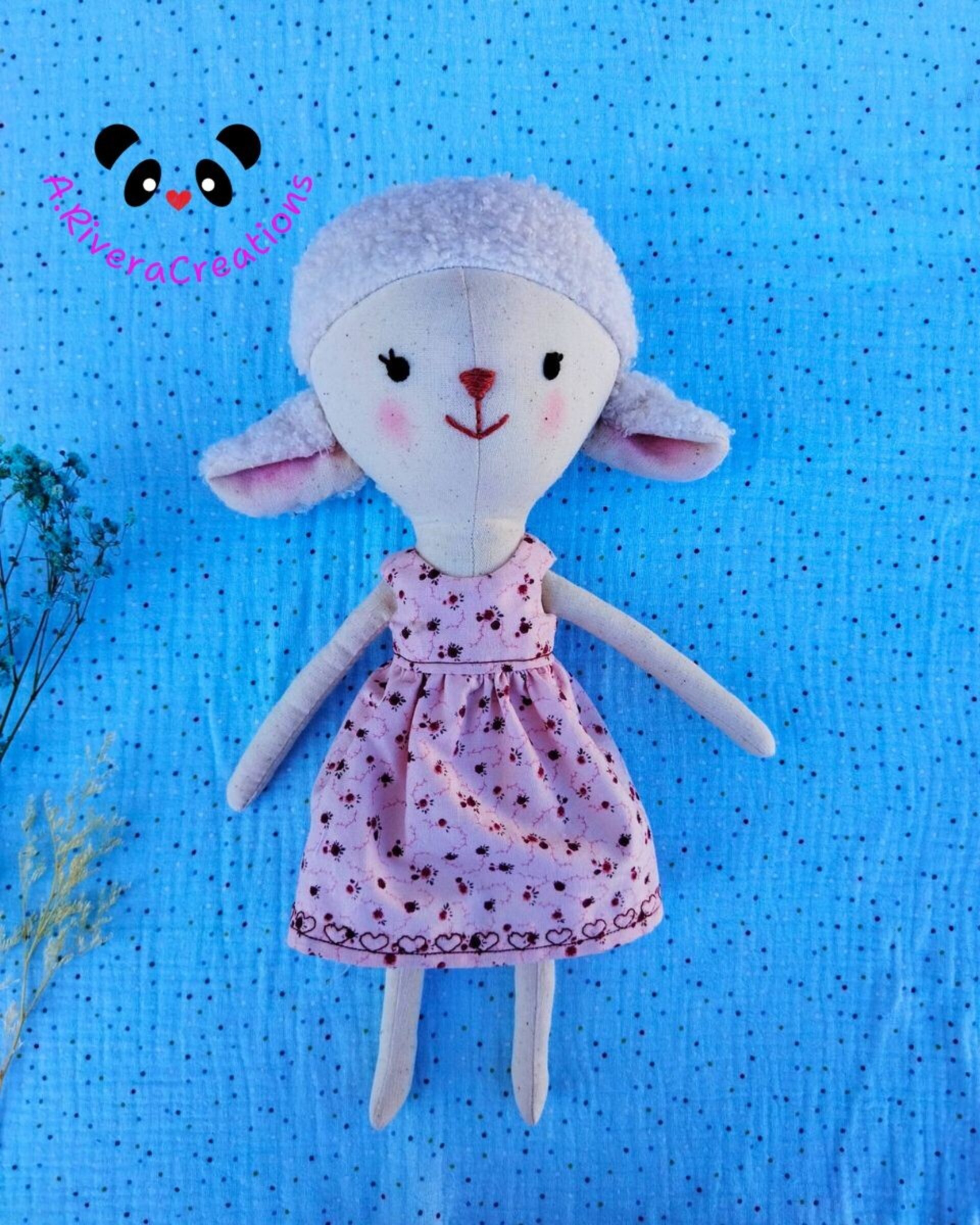 Peluche corderita, corderito, muñeca artesanal, hecho a mano - 8