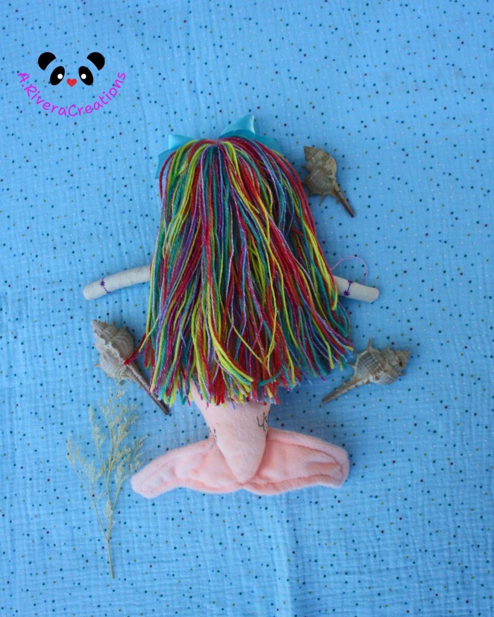 Sirenita peluche, cabello arcoiris, peluche de sirena - 8