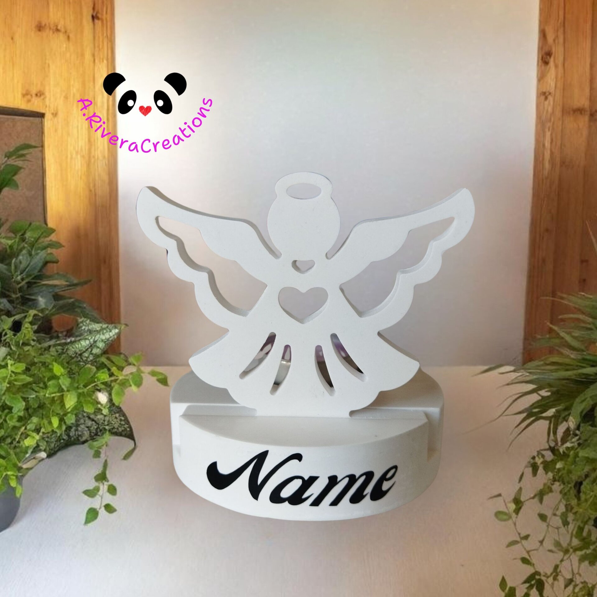 Porta vela con Ángel personalizado, vela cera de soja cruently free - 4