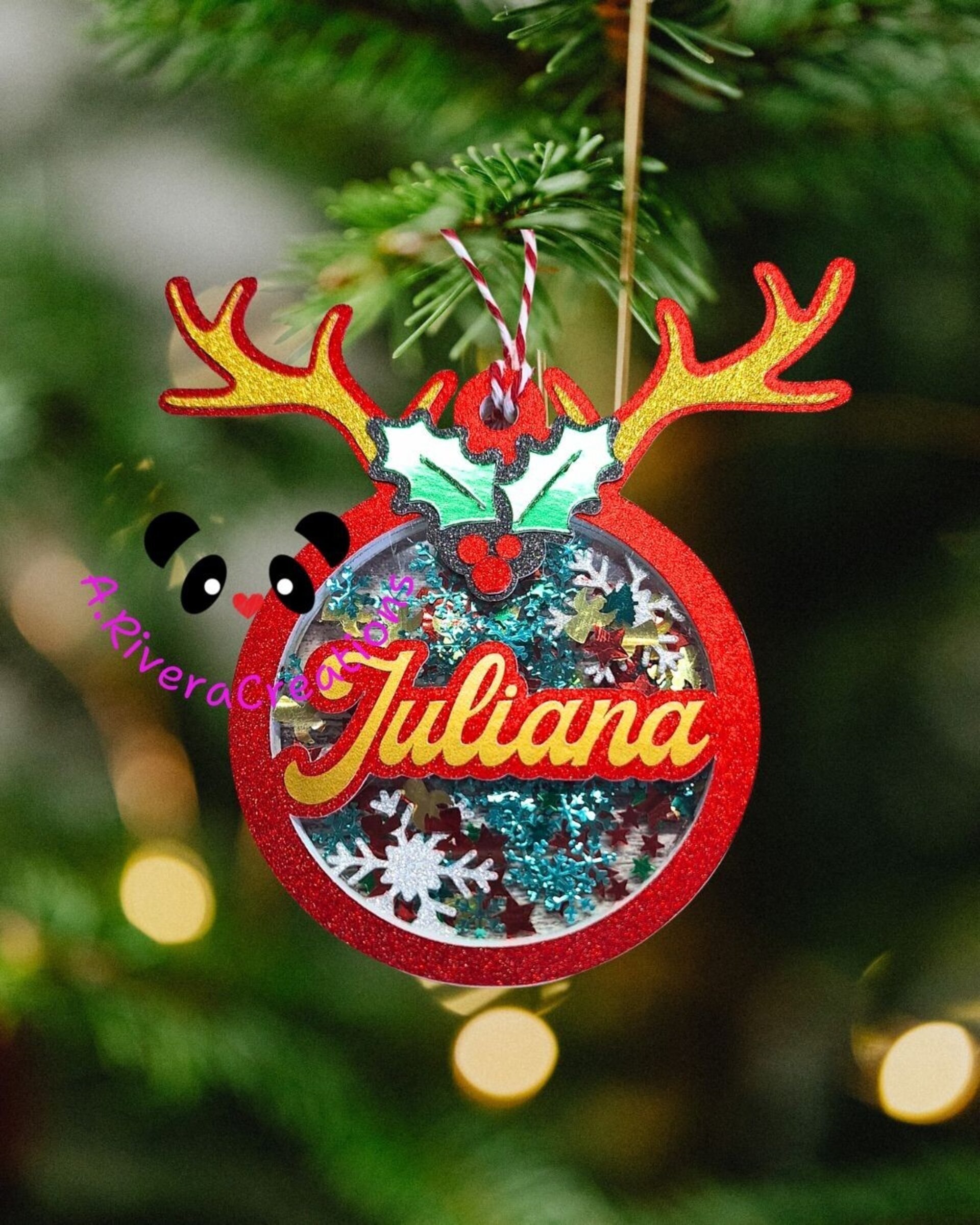 🎄Bola de Navidad personalizada con nombre | Adorno transparente shaker | Decora - 1