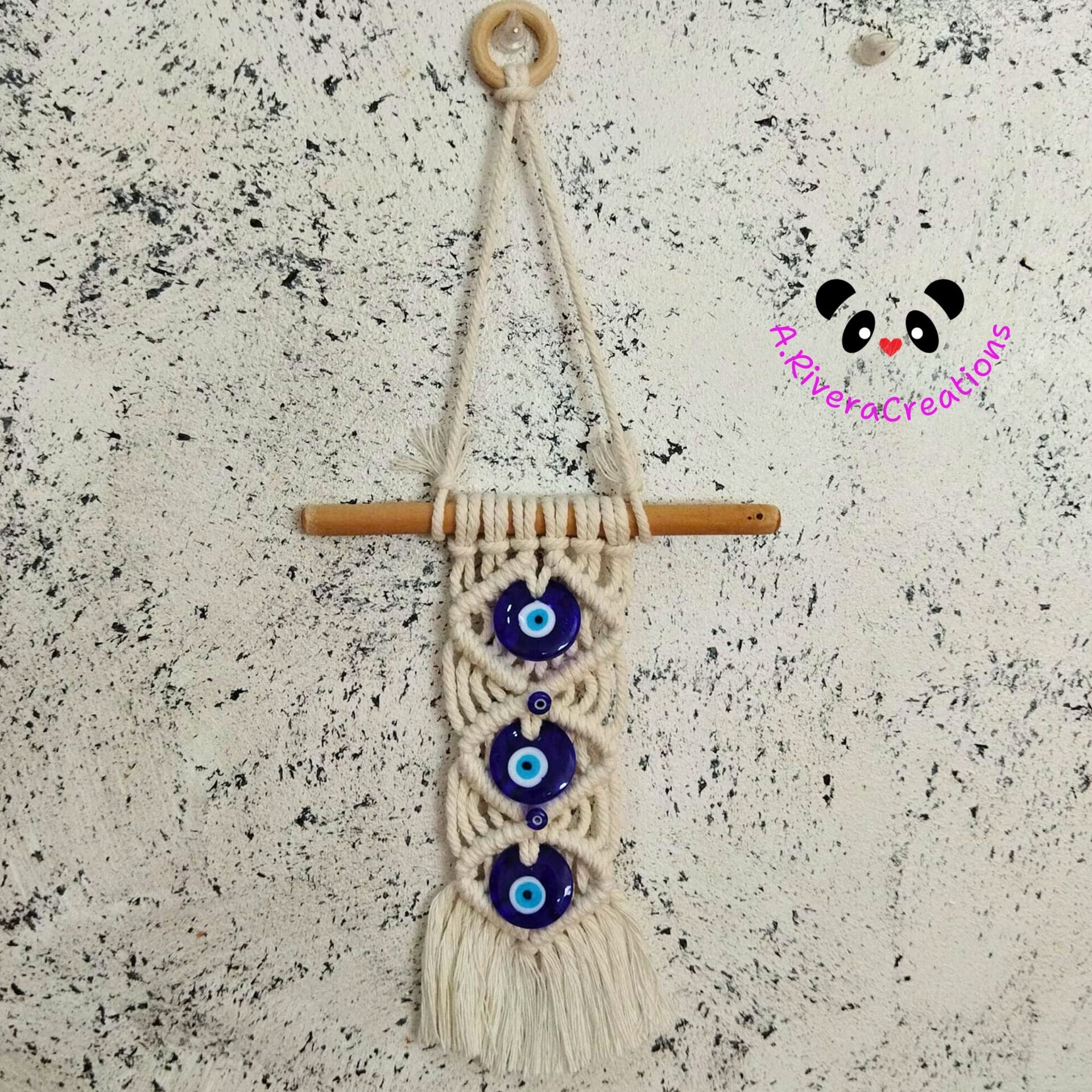 Colgante de Macramé con Ojo Turco - Amuleto Protector para Hogar, Decoración - 7