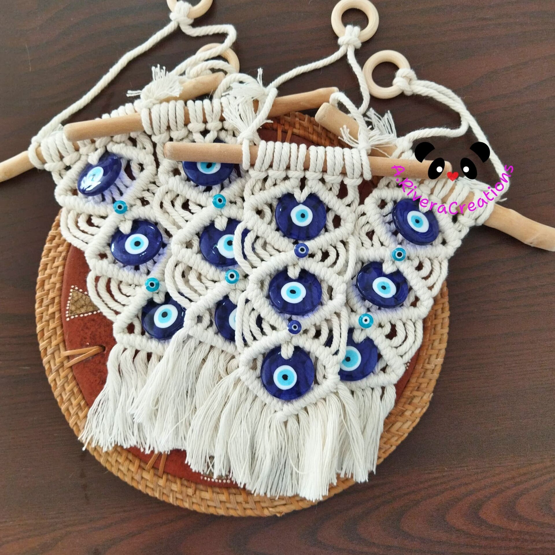 Colgante de Macramé con Ojo Turco - Amuleto Protector para Hogar, Decoración - 5